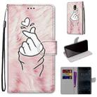 For Nokia 3 Coloured Drawing Cross Texture Horizontal Flip PU Leather Case with Holder & Card Slots & Wallet & Lanyard(Pink Hands Heart) - 1