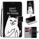 For Nokia 3 Coloured Drawing Cross Texture Horizontal Flip PU Leather Case with Holder & Card Slots & Wallet & Lanyard(Middle Finger White Cat) - 1