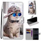 For Nokia 3 Coloured Drawing Cross Texture Horizontal Flip PU Leather Case with Holder & Card Slots & Wallet & Lanyard(Slant Hat Blue Mirror Cat) - 1