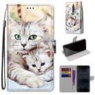 For Nokia 5 Coloured Drawing Cross Texture Horizontal Flip PU Leather Case with Holder & Card Slots & Wallet & Lanyard(Big Cat Holding Kitten) - 1