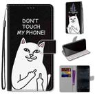 For Nokia 5 Coloured Drawing Cross Texture Horizontal Flip PU Leather Case with Holder & Card Slots & Wallet & Lanyard(Middle Finger White Cat) - 1