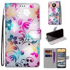 For Nokia 5.3 Coloured Drawing Cross Texture Horizontal Flip PU Leather Case with Holder & Card Slots & Wallet & Lanyard(Gradient Colorful Flower) - 1