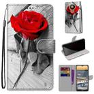 For Nokia 5.3 Coloured Drawing Cross Texture Horizontal Flip PU Leather Case with Holder & Card Slots & Wallet & Lanyard(Wood Red Rose) - 1