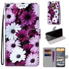 For Nokia 5.3 Coloured Drawing Cross Texture Horizontal Flip PU Leather Case with Holder & Card Slots & Wallet & Lanyard(Chrysanthemum Pink White Purple) - 1