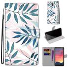 For Nokia C2 Coloured Drawing Cross Texture Horizontal Flip PU Leather Case with Holder & Card Slots & Wallet & Lanyard(Pink Green Leaf) - 1