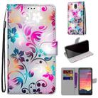 For Nokia C2 Coloured Drawing Cross Texture Horizontal Flip PU Leather Case with Holder & Card Slots & Wallet & Lanyard(Gradient Colorful Flower) - 1