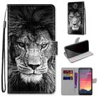 For Nokia C2 Coloured Drawing Cross Texture Horizontal Flip PU Leather Case with Holder & Card Slots & Wallet & Lanyard(Black White Lion Head) - 1