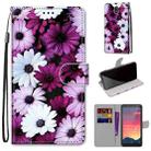 For Nokia C2 Coloured Drawing Cross Texture Horizontal Flip PU Leather Case with Holder & Card Slots & Wallet & Lanyard(Chrysanthemum Pink White Purple) - 1