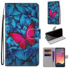 For Nokia C2 Coloured Drawing Cross Texture Horizontal Flip PU Leather Case with Holder & Card Slots & Wallet & Lanyard(Blue Red Butterfly) - 1