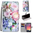 For Nokia C2 Coloured Drawing Cross Texture Horizontal Flip PU Leather Case with Holder & Card Slots & Wallet & Lanyard(Light Pink Bouquet) - 1