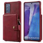 Zipper Shockproof Protective Case with Card Slots & Bracket & Photo Holder & Wallet Function For Samsung Galaxy Note20(Red) - 1