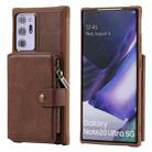 Zipper Shockproof Protective Case with Card Slots & Bracket & Photo Holder & Wallet Function For Samsung Galaxy Note20 Ultra(Coffee) - 1