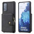 Zipper Shockproof Protective Case with Card Slots & Bracket & Photo Holder & Wallet Function For Samsung Galaxy S20 FE 5G(Black) - 1