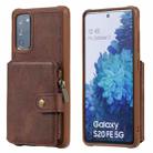 Zipper Shockproof Protective Case with Card Slots & Bracket & Photo Holder & Wallet Function For Samsung Galaxy S20 FE 5G(Coffee) - 1