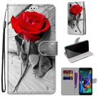 For LG K20 (2019) Coloured Drawing Cross Texture Horizontal Flip PU Leather Case with Holder & Card Slots & Wallet & Lanyard(Wood Red Rose) - 1