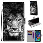 For LG K20 (2019) Coloured Drawing Cross Texture Horizontal Flip PU Leather Case with Holder & Card Slots & Wallet & Lanyard(Black White Lion Head) - 1