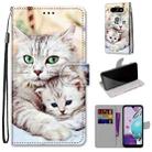 For LG Aristo 5 / K31 Coloured Drawing Cross Texture Horizontal Flip PU Leather Case with Holder & Card Slots & Wallet & Lanyard(Big Cat Holding Kitten) - 1