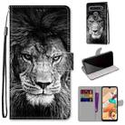 For LG K41s / K51s Coloured Drawing Cross Texture Horizontal Flip PU Leather Case with Holder & Card Slots & Wallet & Lanyard(Black White Lion Head) - 1