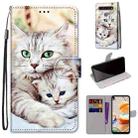 For LG K61 Coloured Drawing Cross Texture Horizontal Flip PU Leather Case with Holder & Card Slots & Wallet & Lanyard(Big Cat Holding Kitten) - 1