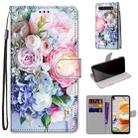 For LG K61 Coloured Drawing Cross Texture Horizontal Flip PU Leather Case with Holder & Card Slots & Wallet & Lanyard(Light Pink Bouquet) - 1