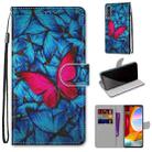 For LG Velvet Coloured Drawing Cross Texture Horizontal Flip PU Leather Case with Holder & Card Slots & Wallet & Lanyard(Blue Red Butterfly) - 1