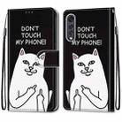 For LG Velvet Coloured Drawing Cross Texture Horizontal Flip PU Leather Case with Holder & Card Slots & Wallet & Lanyard(Middle Finger White Cat) - 2