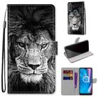 For Alcatel 1S (2020) / 3L (2020) Coloured Drawing Cross Texture Horizontal Flip PU Leather Case with Holder & Card Slots & Wallet & Lanyard(Black White Lion Head) - 1