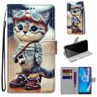 For Alcatel 1SE (2020) Coloured Drawing Cross Texture Horizontal Flip PU Leather Case with Holder & Card Slots & Wallet & Lanyard(Leather Shoes Cat) - 1
