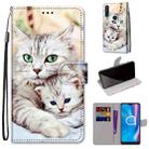 For Alcatel 1SE (2020) Coloured Drawing Cross Texture Horizontal Flip PU Leather Case with Holder & Card Slots & Wallet & Lanyard(Big Cat Holding Kitten) - 1