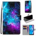 For Alcatel 1SE (2020) Coloured Drawing Cross Texture Horizontal Flip PU Leather Case with Holder & Card Slots & Wallet & Lanyard(Purple Green Starry Sky) - 1