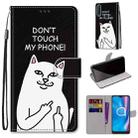 For Alcatel 1SE (2020) Coloured Drawing Cross Texture Horizontal Flip PU Leather Case with Holder & Card Slots & Wallet & Lanyard(Middle Finger White Cat) - 1