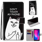 For ZTE Blade A3 2020 Coloured Drawing Cross Texture Horizontal Flip PU Leather Case with Holder & Card Slots & Wallet & Lanyard(Middle Finger White Cat) - 1