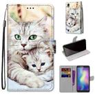 For ZTE Blade A5 2019 Coloured Drawing Cross Texture Horizontal Flip PU Leather Case with Holder & Card Slots & Wallet & Lanyard(Big Cat Holding Kitten) - 1