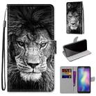 For ZTE Blade A5 2019 Coloured Drawing Cross Texture Horizontal Flip PU Leather Case with Holder & Card Slots & Wallet & Lanyard(Black White Lion Head) - 1