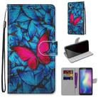 For ZTE Blade A5 2019 Coloured Drawing Cross Texture Horizontal Flip PU Leather Case with Holder & Card Slots & Wallet & Lanyard(Blue Red Butterfly) - 1