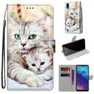 For ZTE Blade A5 2020 Coloured Drawing Cross Texture Horizontal Flip PU Leather Case with Holder & Card Slots & Wallet & Lanyard(Big Cat Holding Kitten) - 1