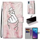 For ZTE Blade A5 2020 Coloured Drawing Cross Texture Horizontal Flip PU Leather Case with Holder & Card Slots & Wallet & Lanyard(Pink Hands Heart) - 1