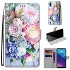 For ZTE Blade A5 2020 Coloured Drawing Cross Texture Horizontal Flip PU Leather Case with Holder & Card Slots & Wallet & Lanyard(Light Pink Bouquet) - 1