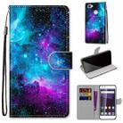 For ZTE Blade A6 / A6 Lite Coloured Drawing Cross Texture Horizontal Flip PU Leather Case with Holder & Card Slots & Wallet & Lanyard(Purple Green Starry Sky) - 1