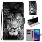 For ZTE Blade A7 2020 Coloured Drawing Cross Texture Horizontal Flip PU Leather Case with Holder & Card Slots & Wallet & Lanyard(Black White Lion Head) - 1