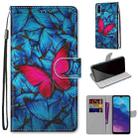 For ZTE Blade A7 2020 Coloured Drawing Cross Texture Horizontal Flip PU Leather Case with Holder & Card Slots & Wallet & Lanyard(Blue Red Butterfly) - 1