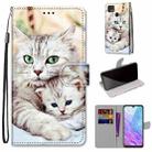 For ZTE Blade V2020 Smart Coloured Drawing Cross Texture Horizontal Flip PU Leather Case with Holder & Card Slots & Wallet & Lanyard(Big Cat Holding Kitten) - 1