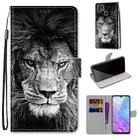 For ZTE Blade V2020 Smart Coloured Drawing Cross Texture Horizontal Flip PU Leather Case with Holder & Card Slots & Wallet & Lanyard(Black White Lion Head) - 1