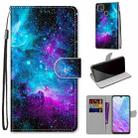 For ZTE Blade V2020 Smart Coloured Drawing Cross Texture Horizontal Flip PU Leather Case with Holder & Card Slots & Wallet & Lanyard(Purple Green Starry Sky) - 1