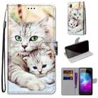 For ZTE Blade L8 / A3 2019 Coloured Drawing Cross Texture Horizontal Flip PU Leather Case with Holder & Card Slots & Wallet & Lanyard(Big Cat Holding Kitten) - 1