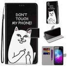 For ZTE Blade L8 / A3 2019 Coloured Drawing Cross Texture Horizontal Flip PU Leather Case with Holder & Card Slots & Wallet & Lanyard(Middle Finger White Cat) - 1