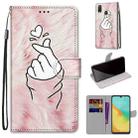 For ZTE Blade V10 Vita Coloured Drawing Cross Texture Horizontal Flip PU Leather Case with Holder & Card Slots & Wallet & Lanyard(Pink Hands Heart) - 1