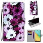 For ZTE Blade V10 Vita Coloured Drawing Cross Texture Horizontal Flip PU Leather Case with Holder & Card Slots & Wallet & Lanyard(Chrysanthemum Pink White Purple) - 1