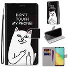 For ZTE Blade V10 Vita Coloured Drawing Cross Texture Horizontal Flip PU Leather Case with Holder & Card Slots & Wallet & Lanyard(Middle Finger White Cat) - 1