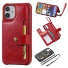 For iPhone 12 mini Shockproof Horizontal Flip Protective Case with Holder & Card Slots & Wallet & Photo Frame & Short Lanyard (Red) - 1